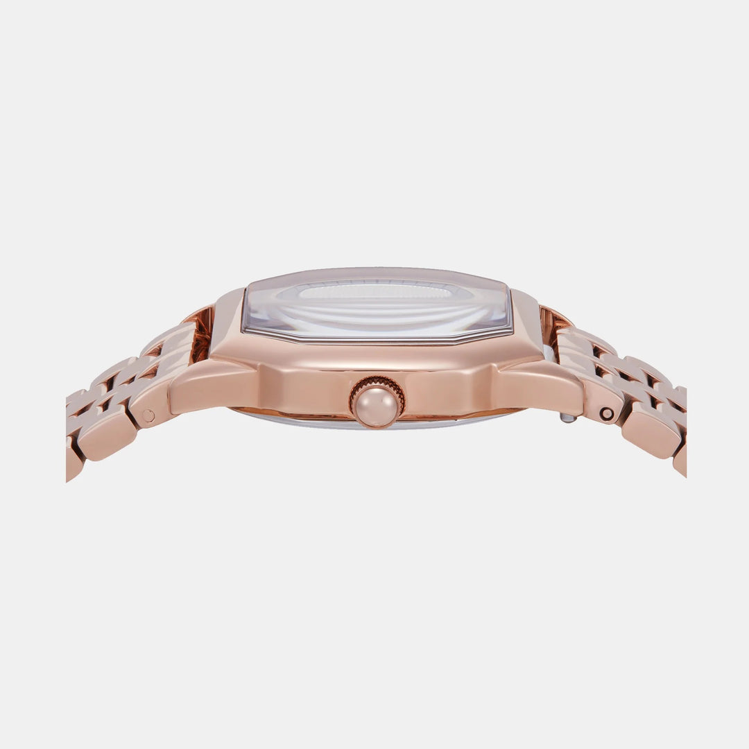 Fossil Harlow ES5386 Octagon Beige Dial Rose Gold-Tone Stainless Steel Women&