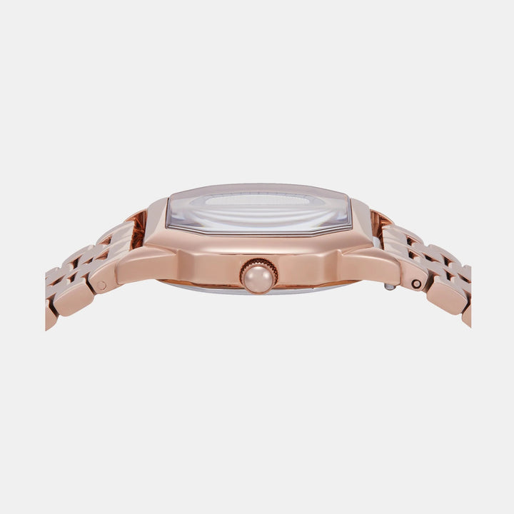Fossil Harlow ES5386 Octagon Beige Dial Rose Gold-Tone Stainless Steel Women&