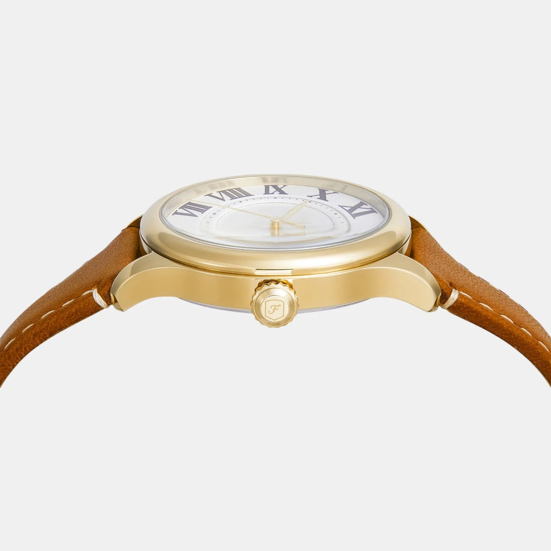 Fossil Gilmore ES5397 Silver Dial Brown Leather Strap Women&