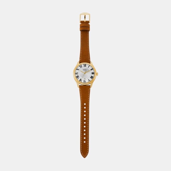 Fossil Gilmore ES5397 Silver Dial Brown Leather Strap Women&