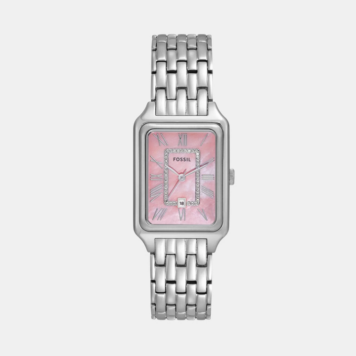 Fossil Raquel ES5401 Pink Mother of Pearl Dial Silver-Tone Stainless Steel Women&