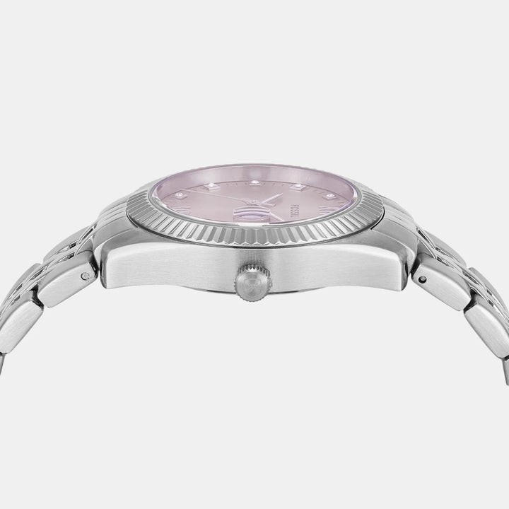 Fossil Scarlette ES5403 Pink Sunray Dial Silver-Tone Stainless Steel Women&