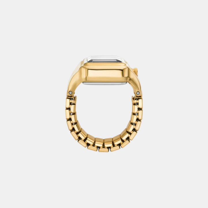 Fossil Raquel ES5411 Rose Gold-Tone Rectangular Analog Ring Watch for Women