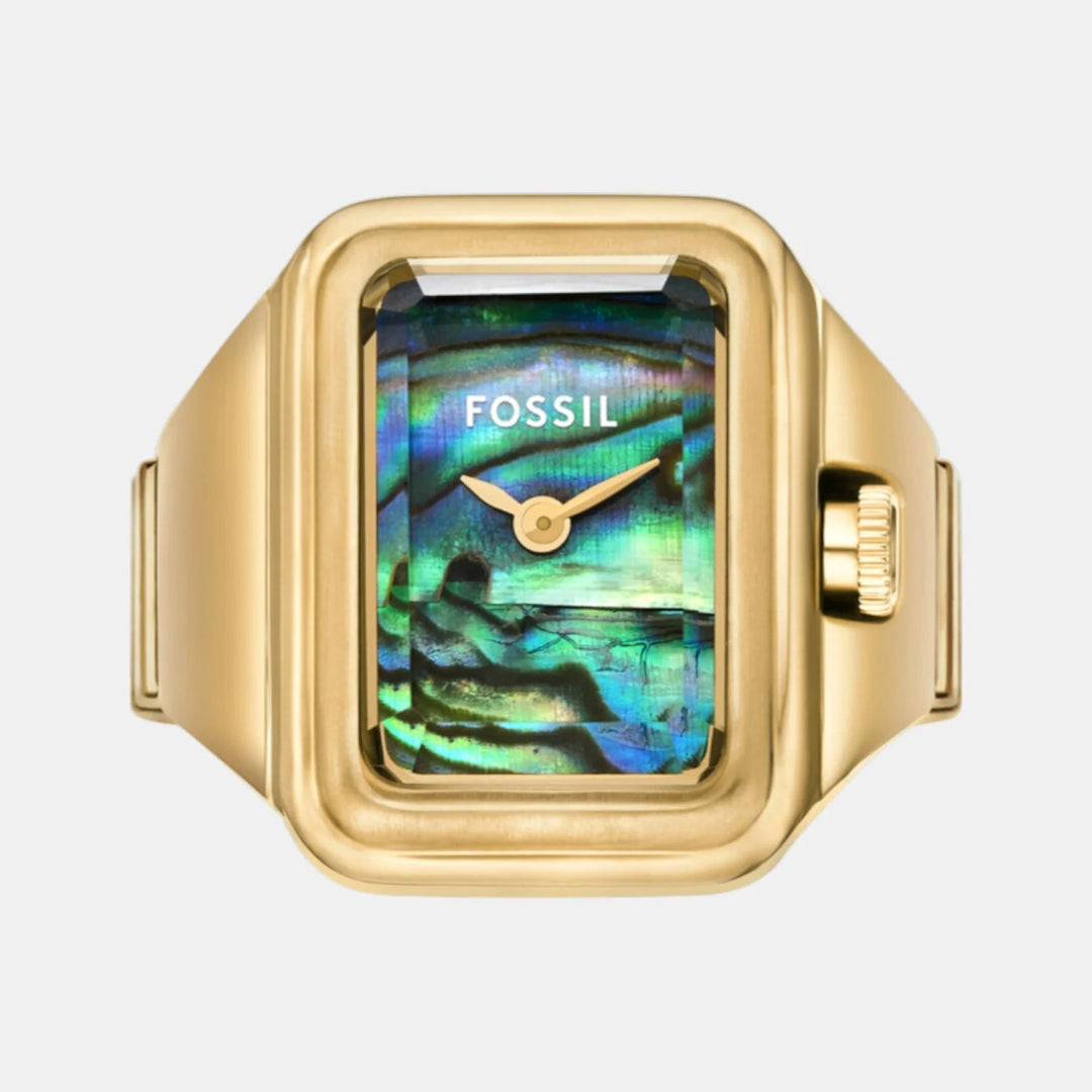 Fossil Raquel ES5411 Rose Gold-Tone Rectangular Analog Ring Watch for Women
