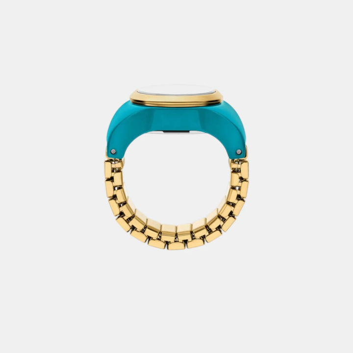 Fossil Raquel ES5415 Gold-Tone Rectangular Analog Ring Watch for Women