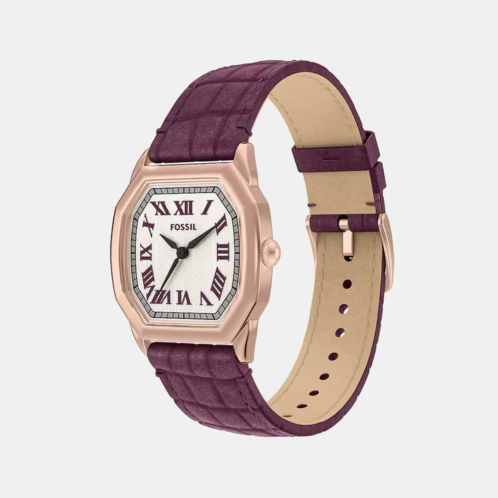 Fossil Harlow ES5428 Silver Dial Rose Gold-Tone T-Bar Stainless Steel Women&