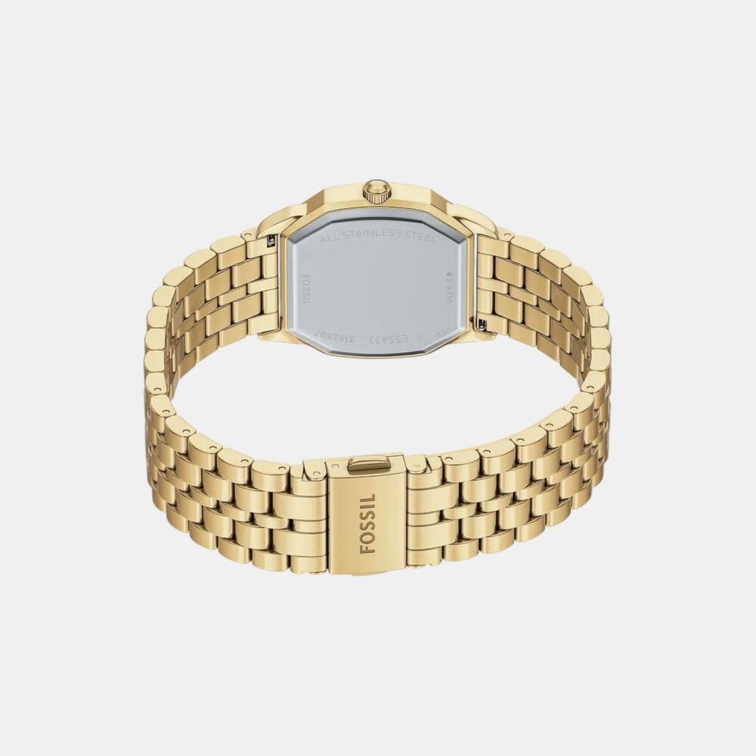 Fossil Harlow ES5433 Octagon Black Dial Gold-Tone Stainless Steel Women&