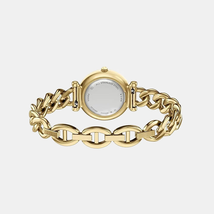 Fossil Carlie ES5440 Black Dial Gold-Tone Curb Chain Bracelet Women&