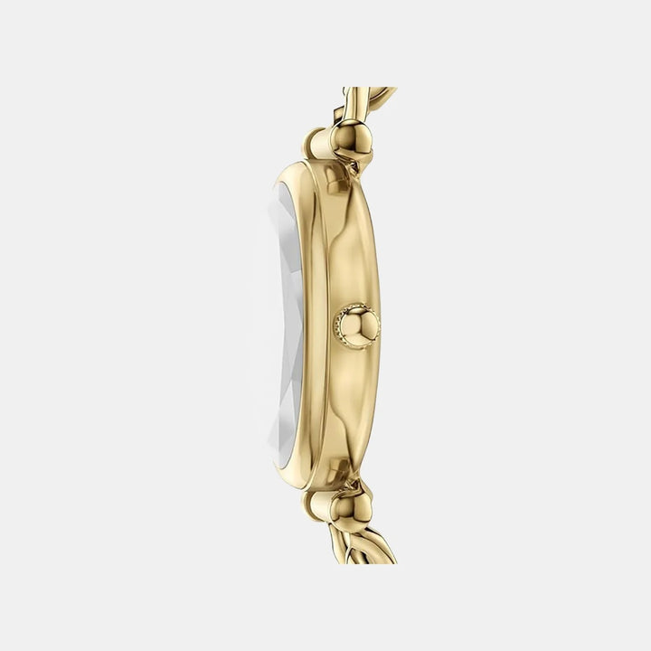 Fossil Carlie ES5440 Black Dial Gold-Tone Curb Chain Bracelet Women&