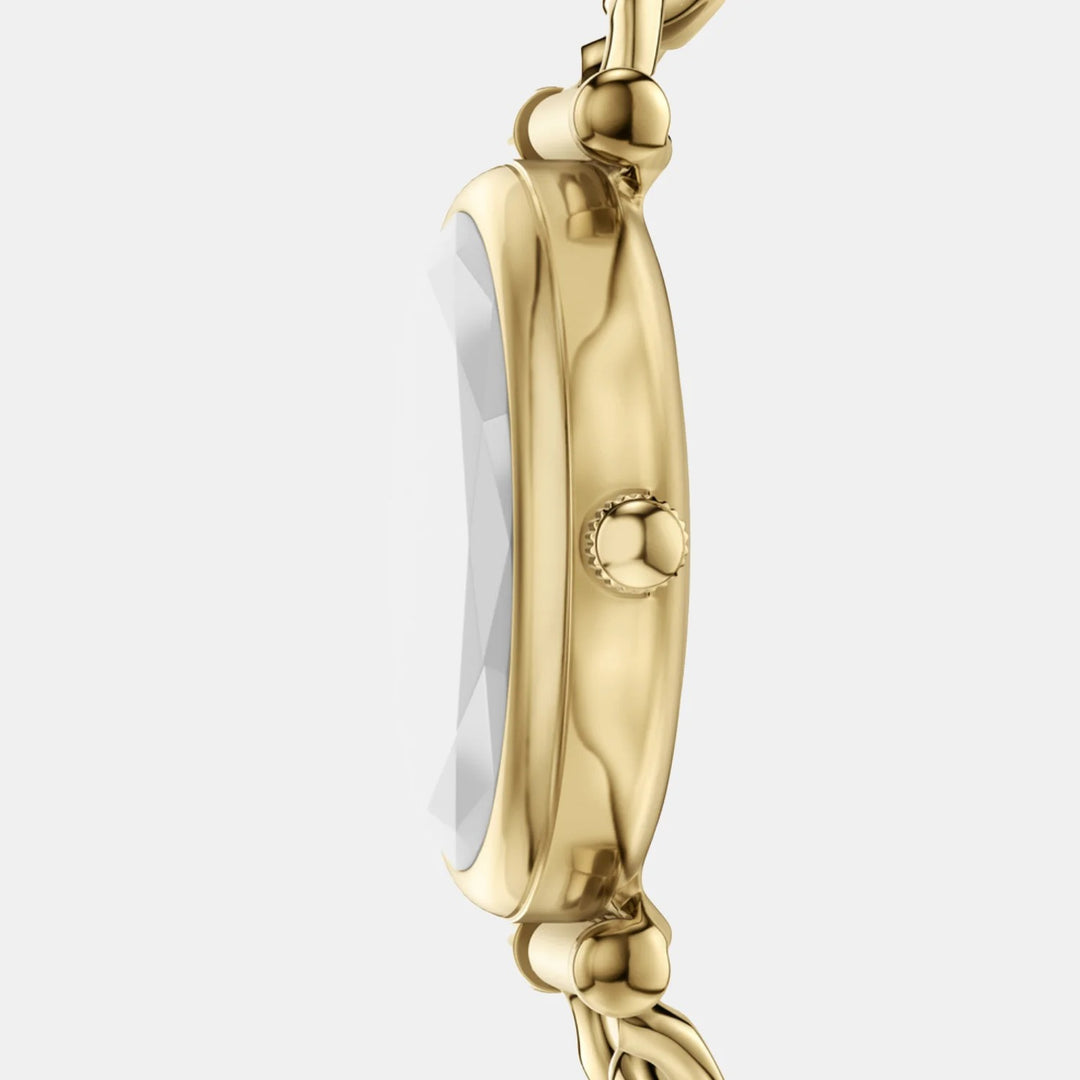 Fossil Carlie ES5441 Green Dial Gold-Tone Curb Chain Bracelet Women&