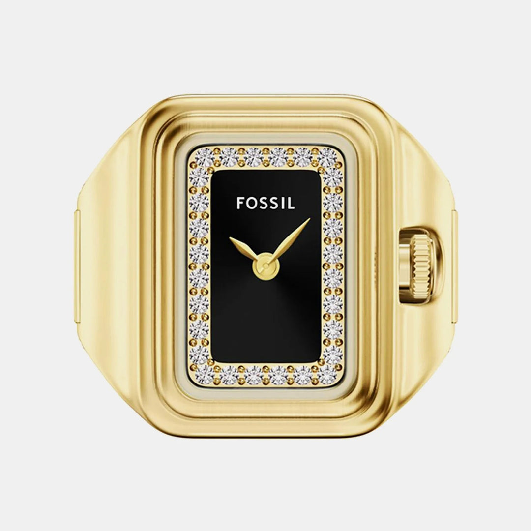 Fossil Raquel Watch Ring ES5447 Gold-Tone Rectangular Mother of Pearl Ring Watch