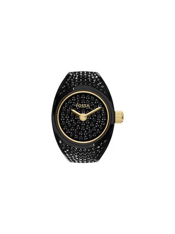 Fossil Raquel ES5449 Gold-Tone Rectangular Blue Lapis Ring Watch
