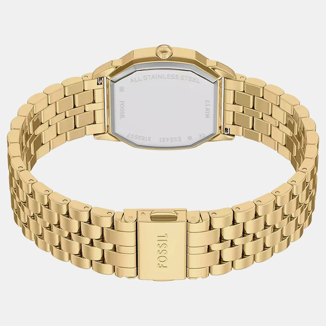 Fossil Harlow ES5451 Octagon Green Dial Rose Gold-Tone Stainless Steel Women&