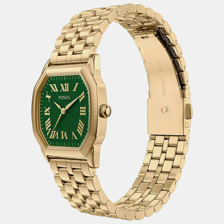 Fossil Harlow ES5451 Octagon Green Dial Rose Gold-Tone Stainless Steel Women&