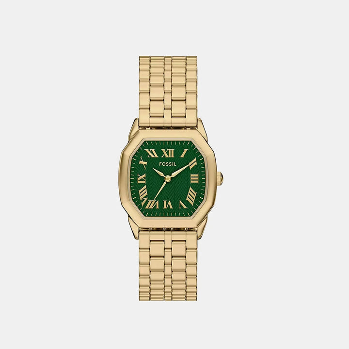 Fossil Harlow ES5451 Octagon Green Dial Rose Gold-Tone Stainless Steel Women&