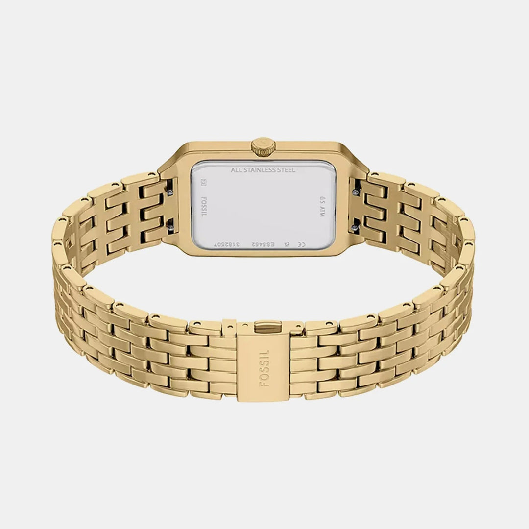 Fossil Raquel ES5452 Rectangular Green Dial Gold-Tone Stainless Steel Women&