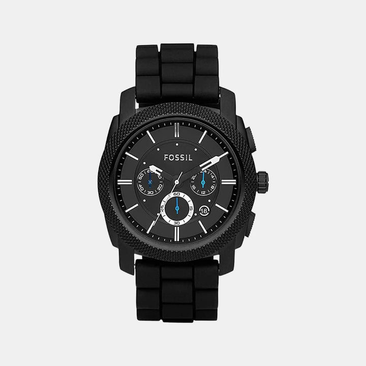 Fossil Machine FS4487 Black Chronograph Dial Black Silicone Strap Men&