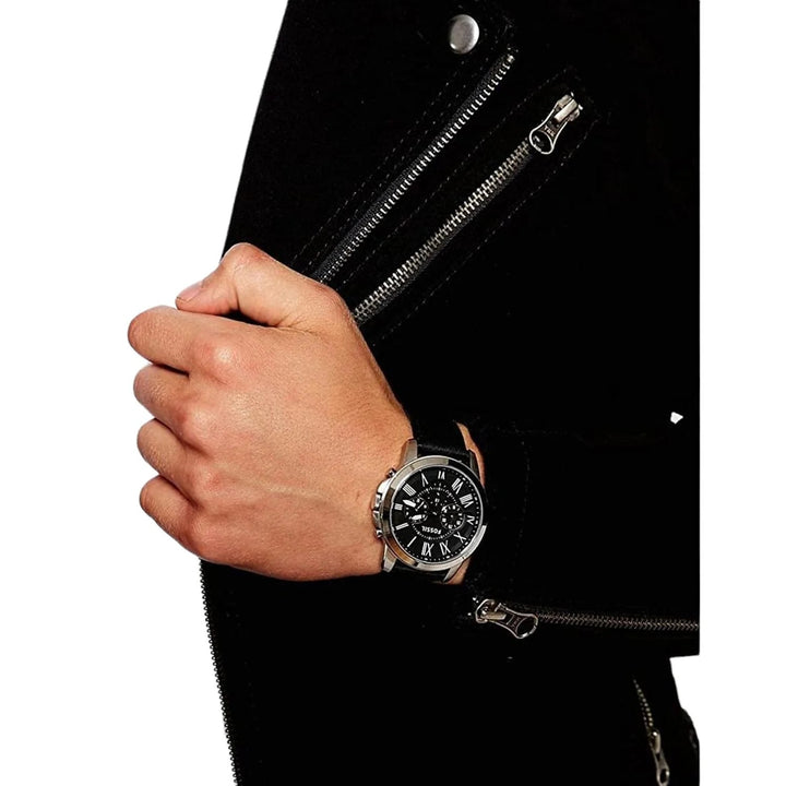 Fossil Grant FS4812 Black Dial Silver-Tone Chronograph Men&