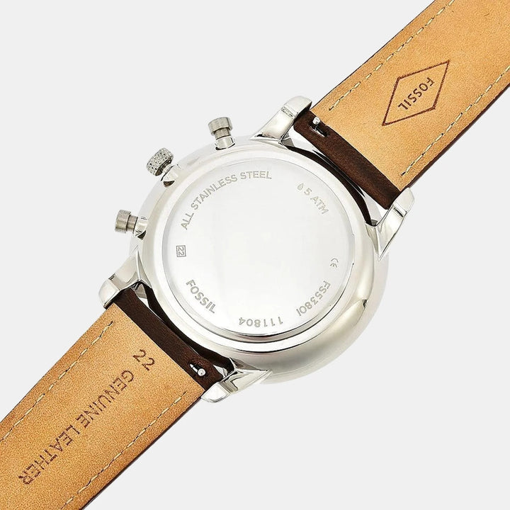 Fossil Neutra FS5380 Chronograph Cream Dial Brown Leather Strap Men&