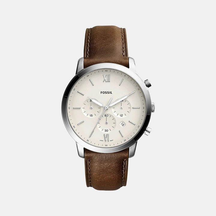 Fossil Neutra FS5380 Chronograph Cream Dial Brown Leather Strap Men&