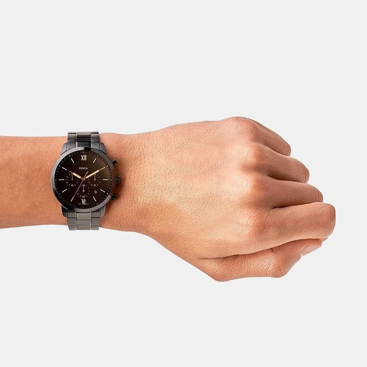 Fossil Neutra FS5525 Chronograph Black Dial Black Leather Strap Men&