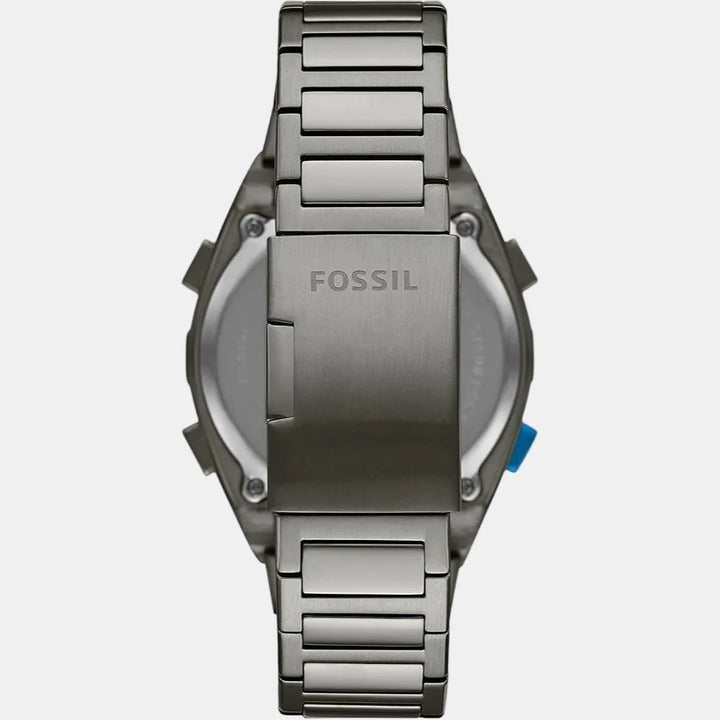 Fossil Carraway FS5861 Rectangular Silver Dial Black Leather Strap Men&