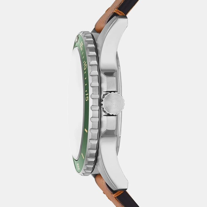 Fossil Neutra FS5946 Green Dial Brown Leather Strap Men&