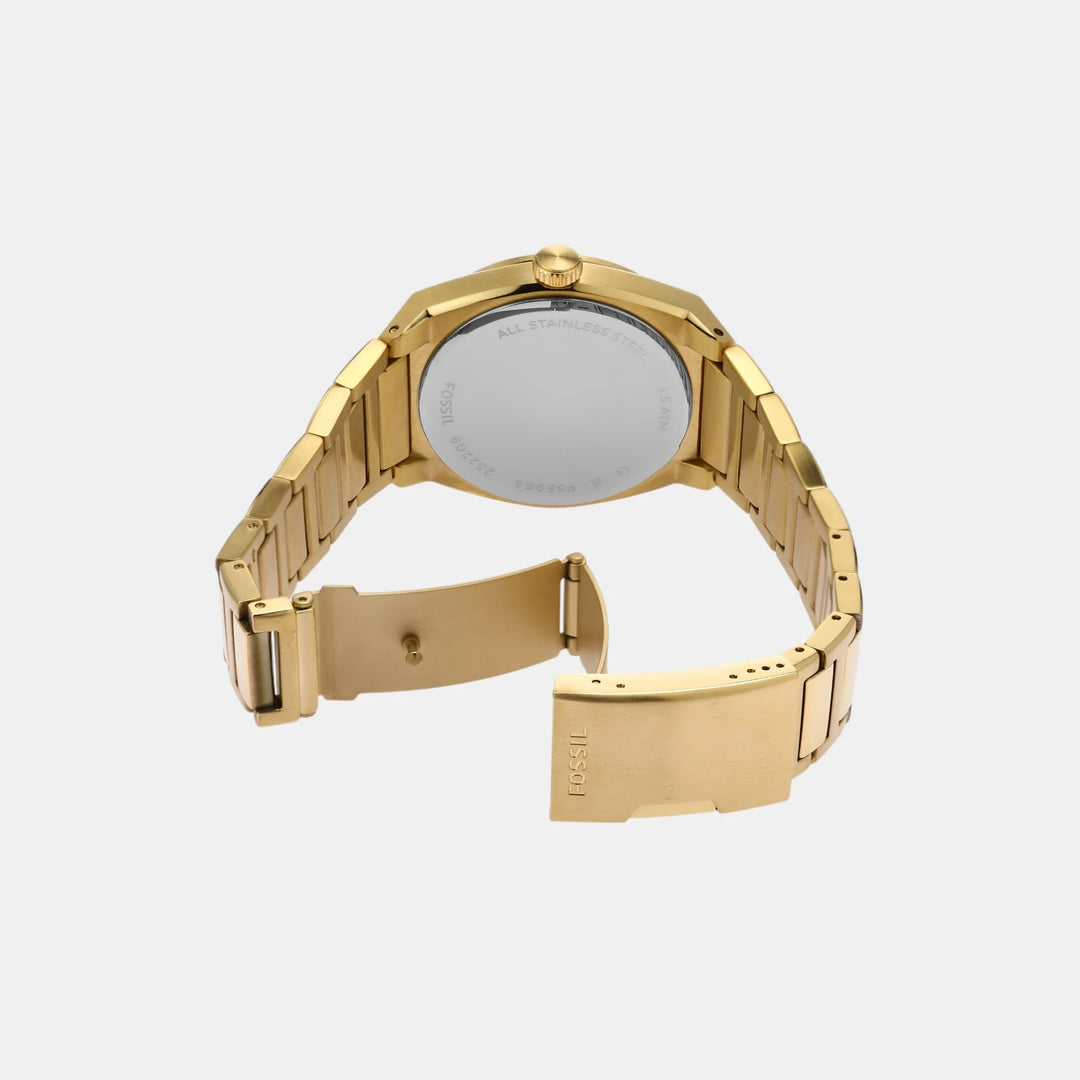 Fossil Everett FS5965 Gold Sunray Dial Gold-Tone Stainless Steel Men&