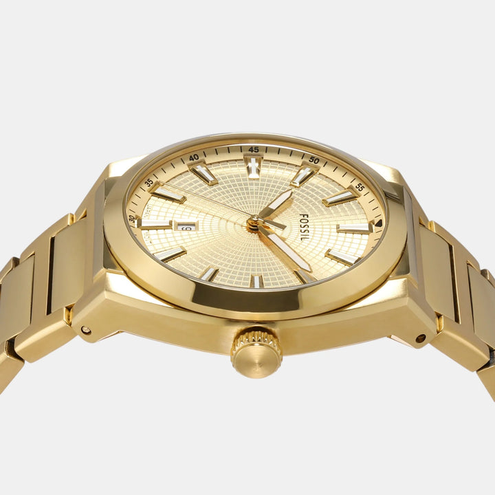 Fossil Everett FS5965 Gold Sunray Dial Gold-Tone Stainless Steel Men&