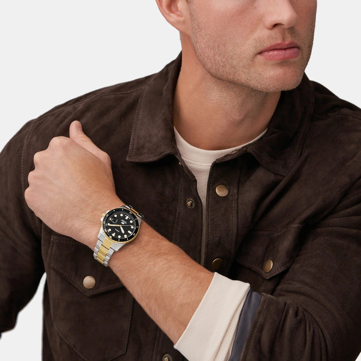 Fossil Blue Dive FS6031 Black Dial Gold-Tone Stainless Steel Men&