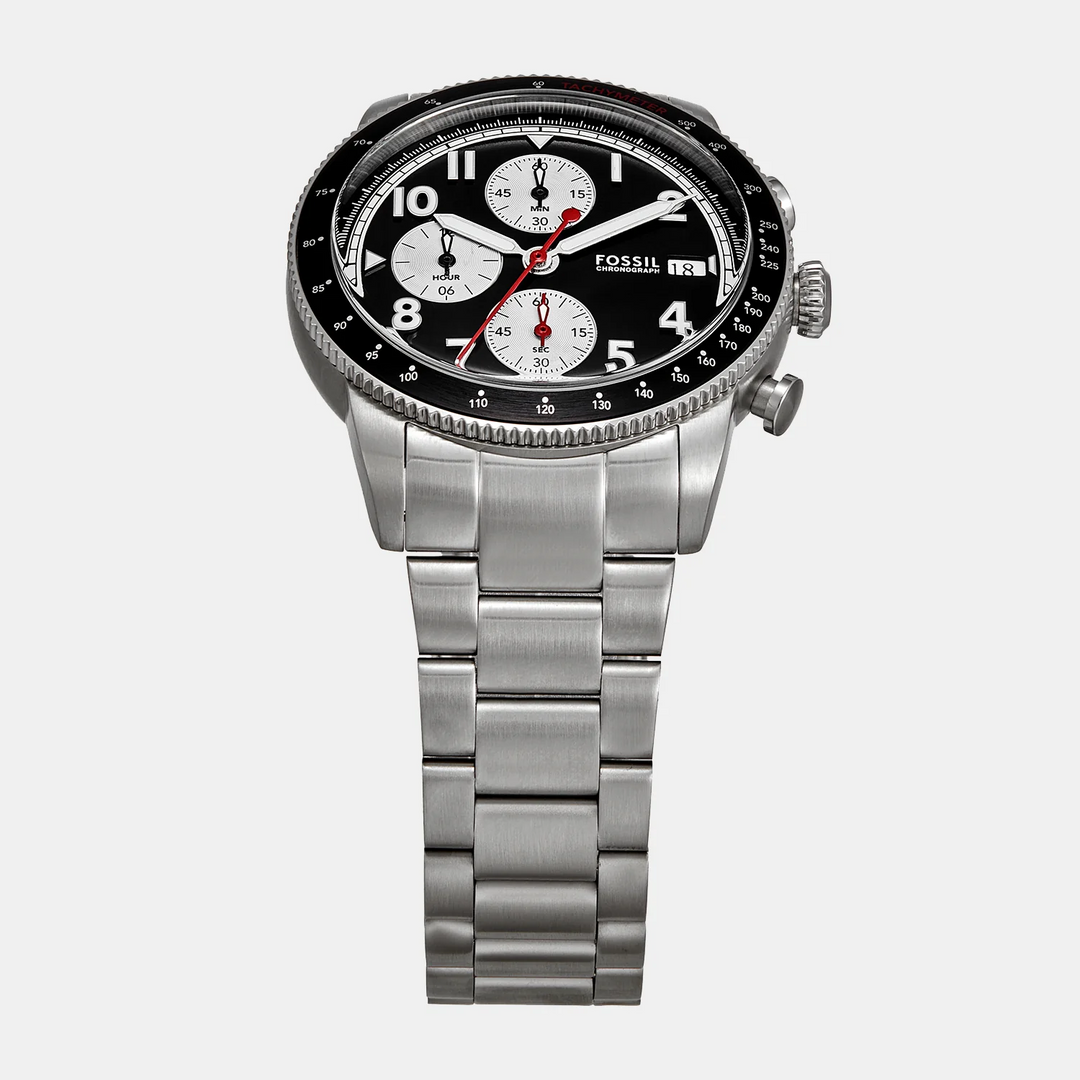 Fossil Sport Tourer FS6045 Chronograph Black Dial Silver-Tone Stainless Steel Men&