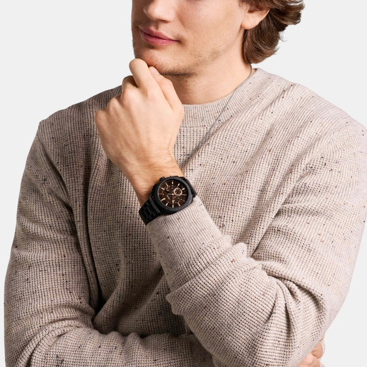 Fossil Machine FS6097 Blue Dial Brown Leather Men&