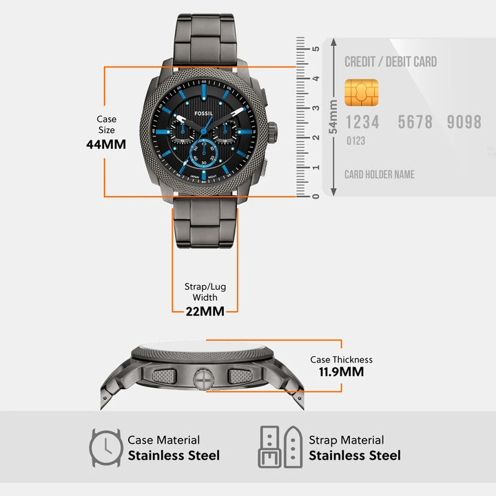 Fossil The Machine FS6098 White Dial Brown Leather Men&