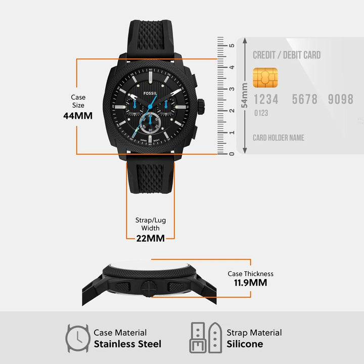 Fossil Machine FS6099 Black Dial Stainless Steel Men&