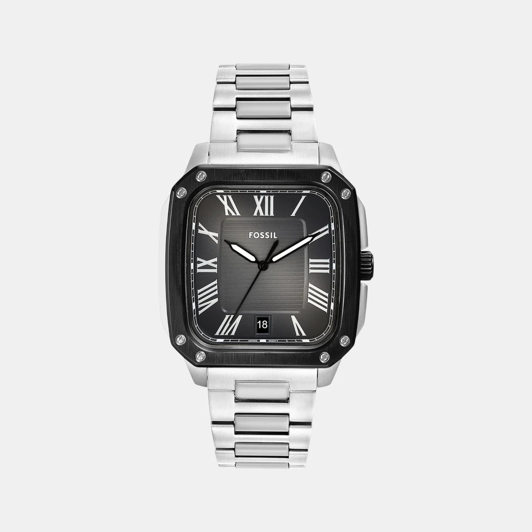 Fossil Crosby FS6122 Black and Blue Bezel Stainless Steel Men&