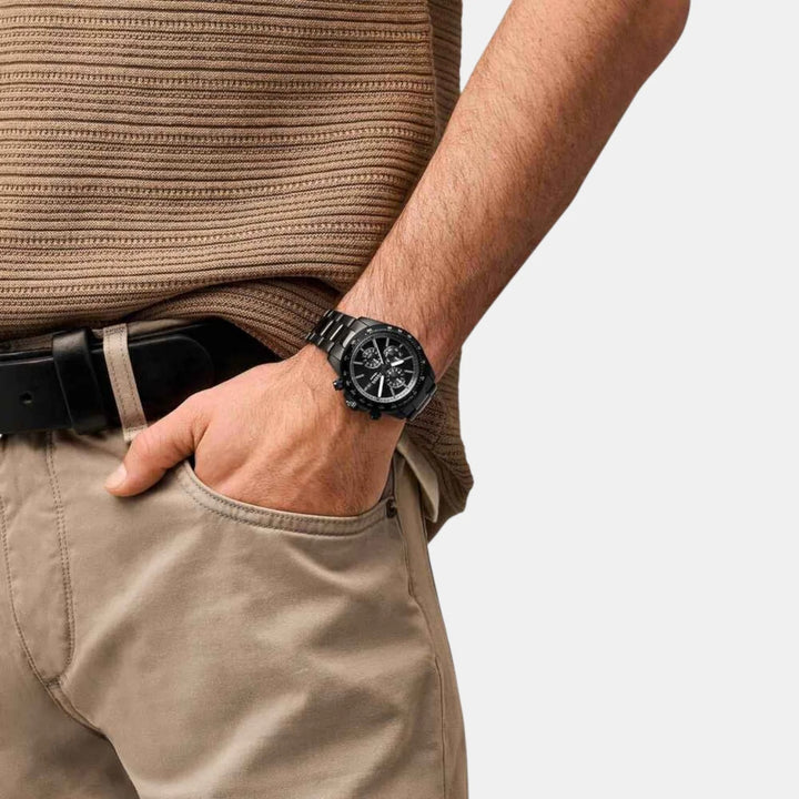 Fossil The Autocross FS6125 Black Dial Leather Strap Men&