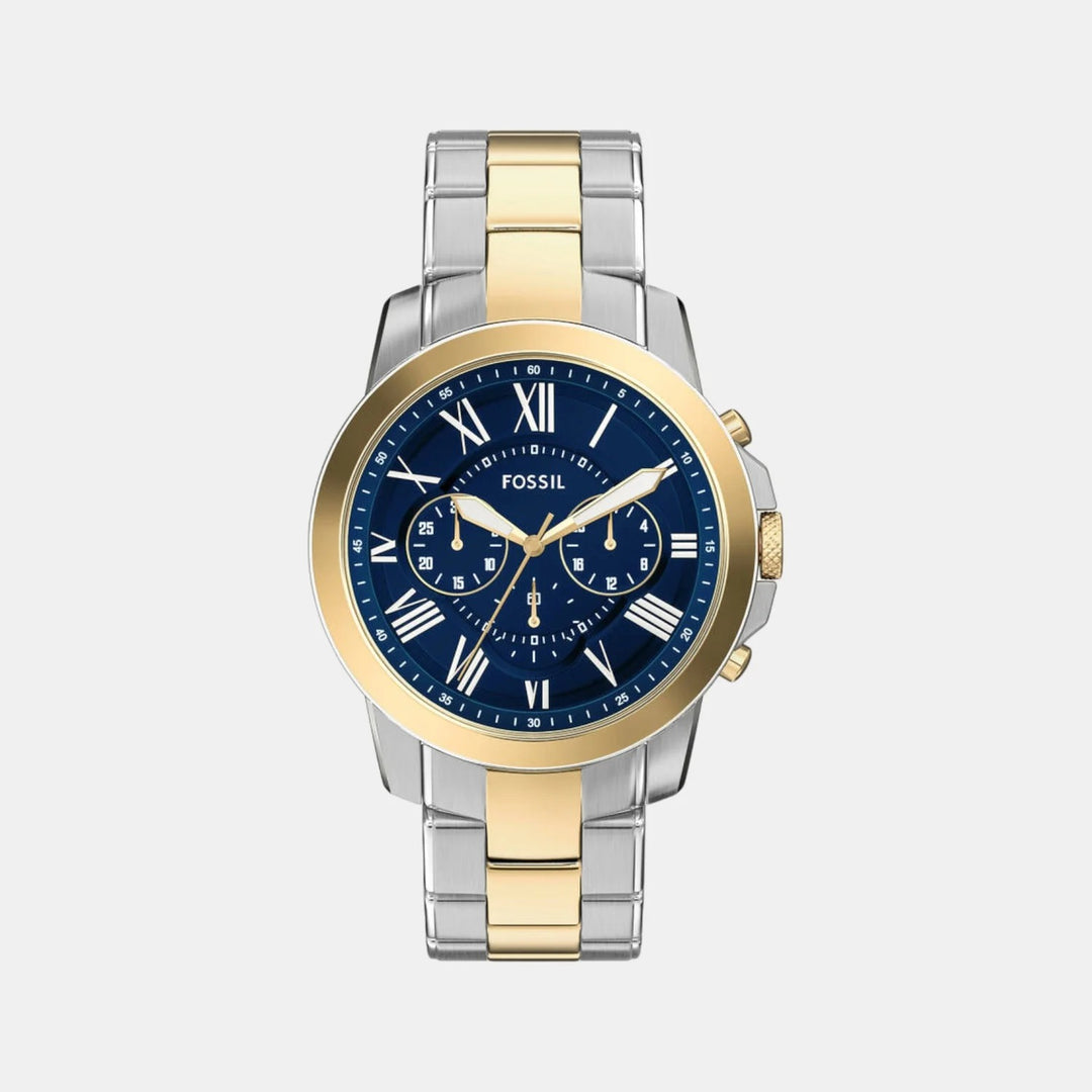 Fossil Grant FS6132 Rectangular Gold Dial Brown Leather Men&