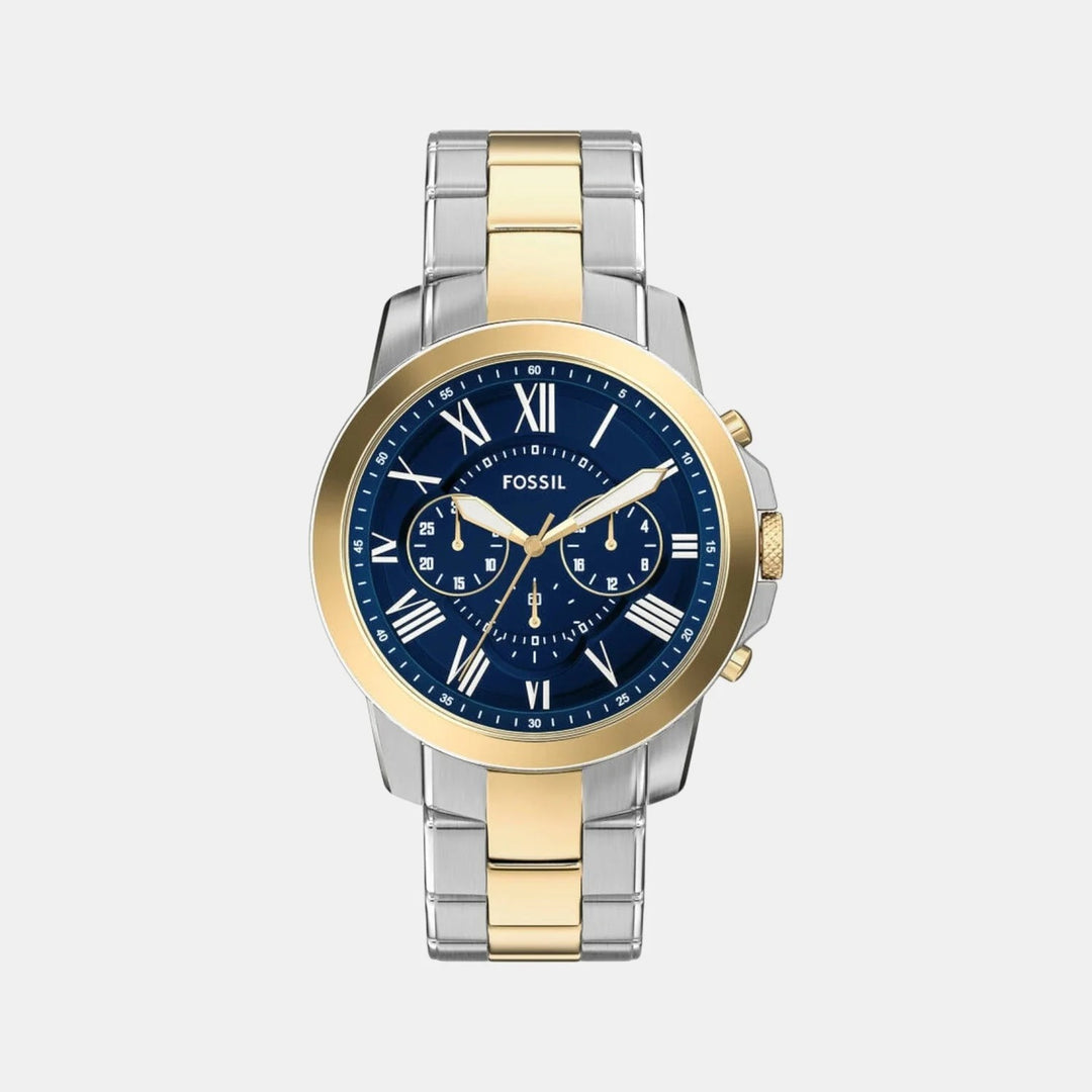 Fossil Grant FS6132 Rectangular Gold Dial Brown Leather Men&