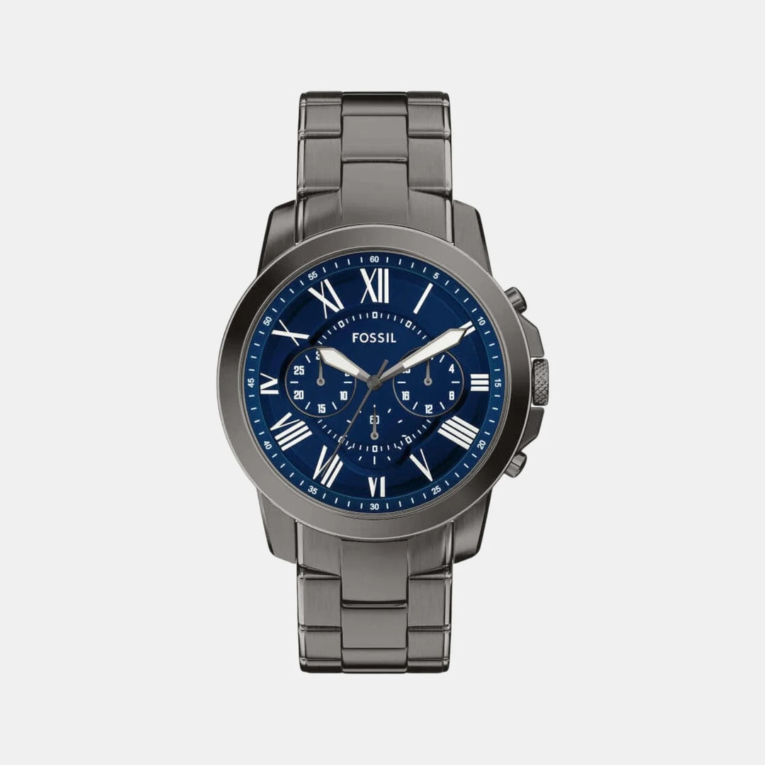 Fossil Grant FS6133 Rectangular Blue Dial Silver Stainless Steel Men&
