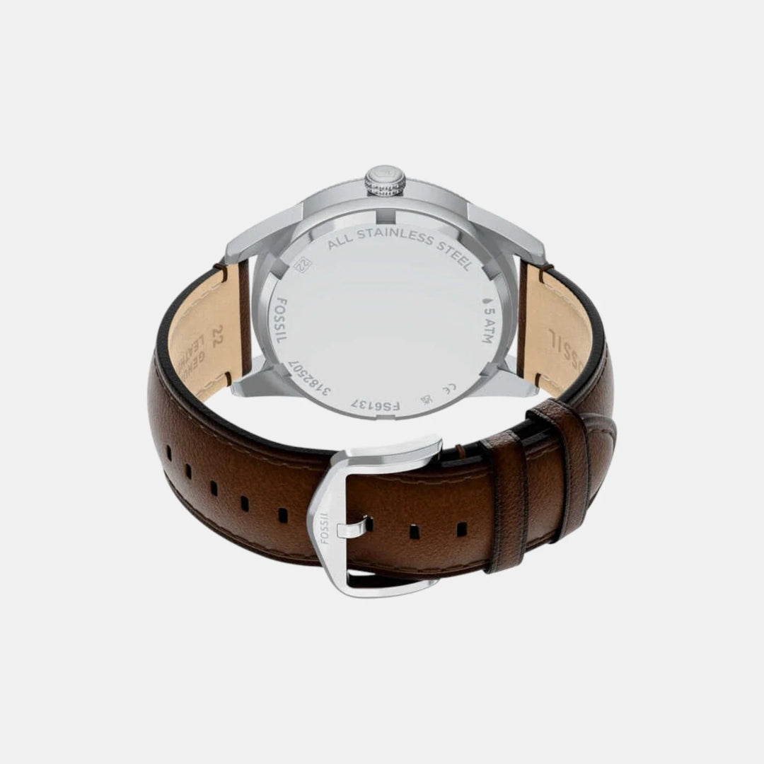 Fossil Pearson FS6137 Rectangular Black Dial Leather Strap Men&