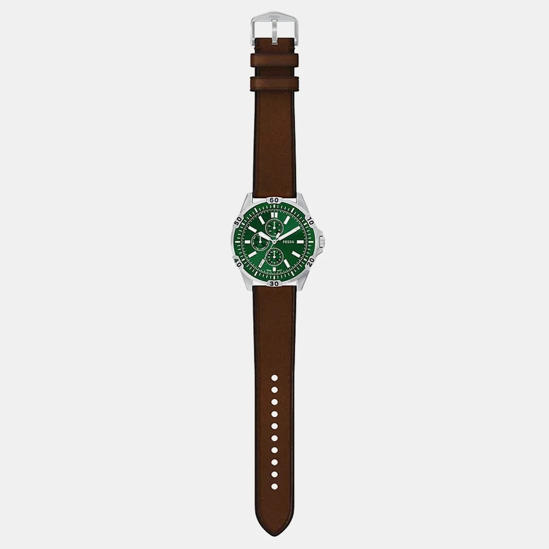 Fossil The Garrett FS6147 Silver Dial Black Leather Men&