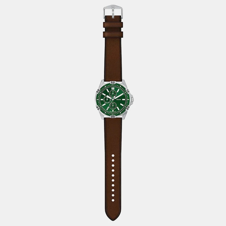Fossil The Garrett FS6147 Silver Dial Black Leather Men&