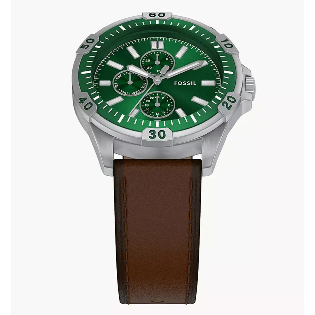 Fossil The Garrett FS6147 Silver Dial Black Leather Men&