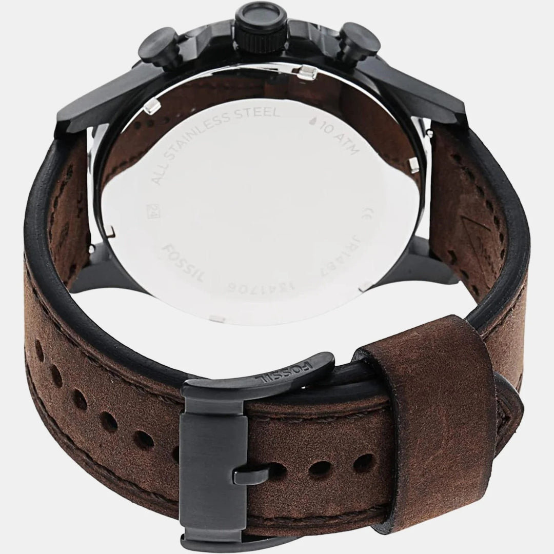 Fossil Nate JR1487 Chronograph Brown Dial Brown Leather Men&