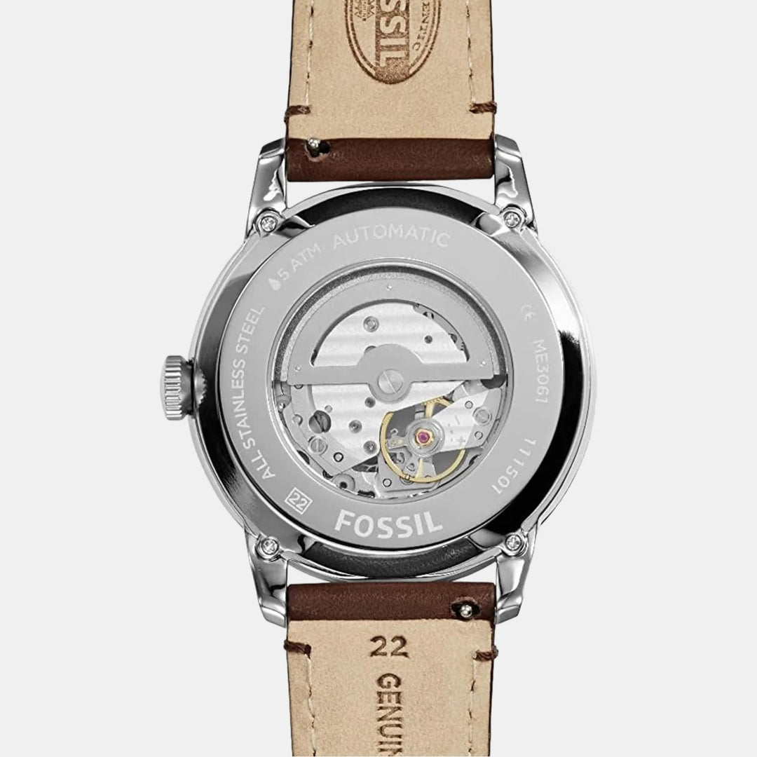 Fossil Townsman ME3061 Automatic Skeleton Dial Black Leather Men&