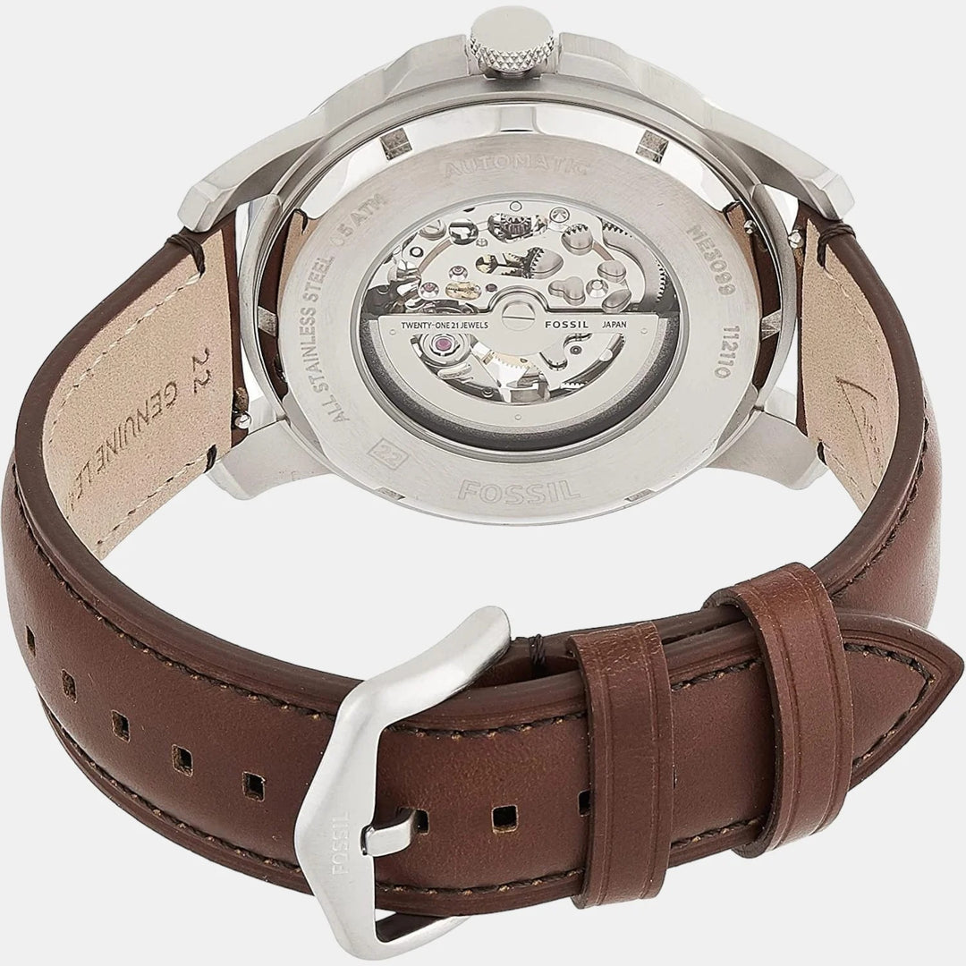 Fossil Grant ME3099 Automatic Skeleton Dial Brown Leather Men&