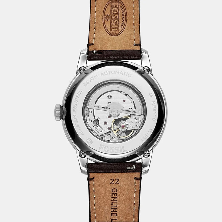 Fossil Grant ME3110 Automatic Skeleton Dial Blue Leather Men&