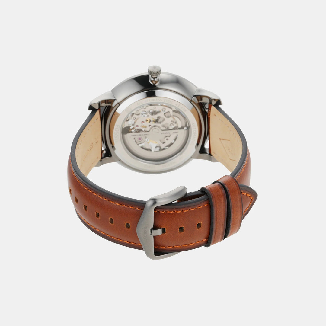 Fossil Neutra ME3161 Automatic Skeleton Dial Blue Leather Men&