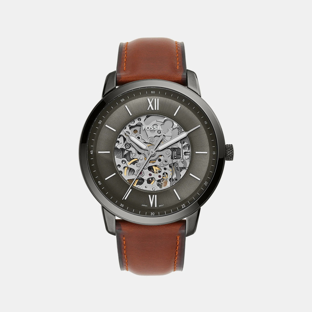 Fossil Neutra ME3161 Automatic Skeleton Dial Blue Leather Men&