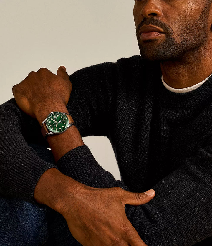 Fossil Neutra FS5946 Green Dial Brown Leather Strap Men&